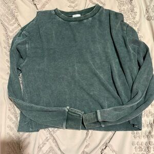 Green Long Sleeve Waffle Knit Top